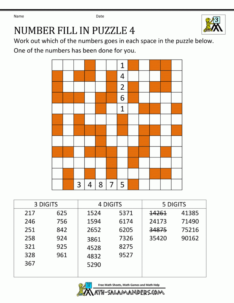 Number Fill In Puzzles