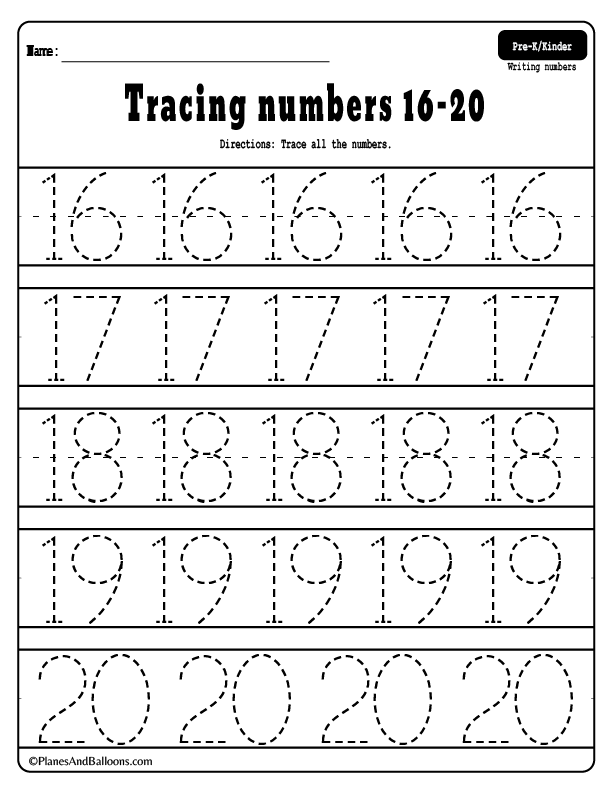 Numbers 1 20 Tracing Worksheets Free Printable PDF 