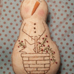 PATTERN For Primitive Stitchery Snowman Doll Basket Of