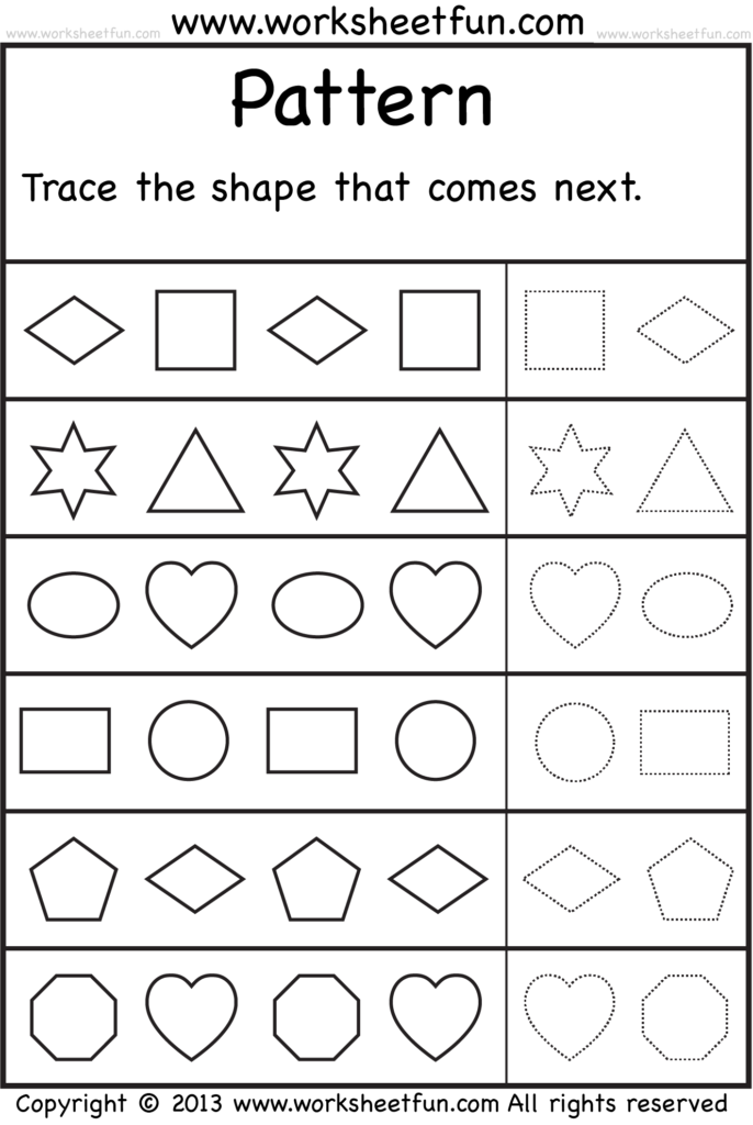 Patterns Trace The Shape That Comes Next One Worksheet