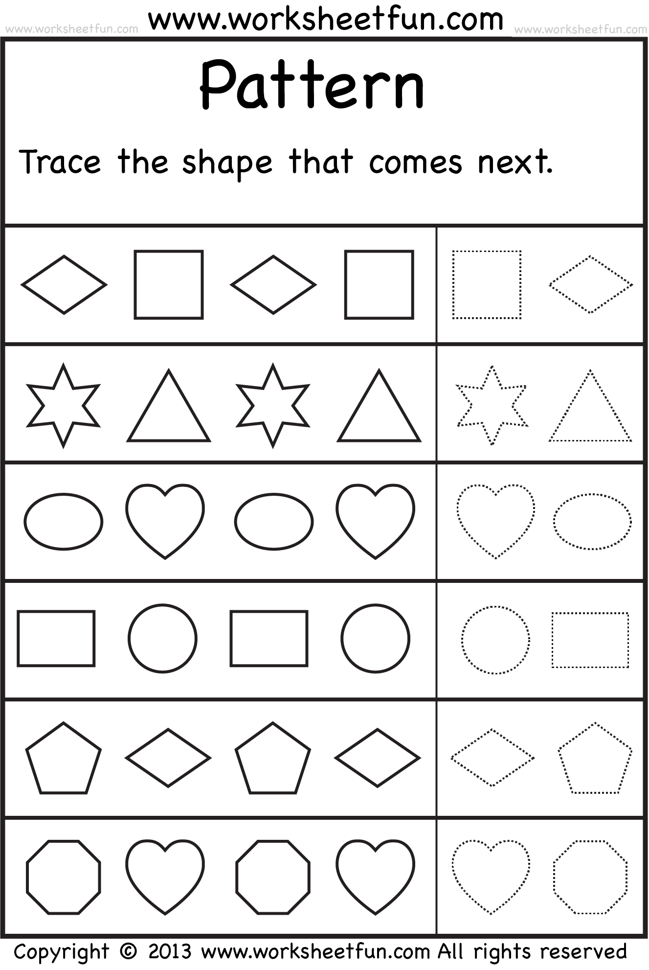 Patterns Trace The Shape That Comes Next One Worksheet 
