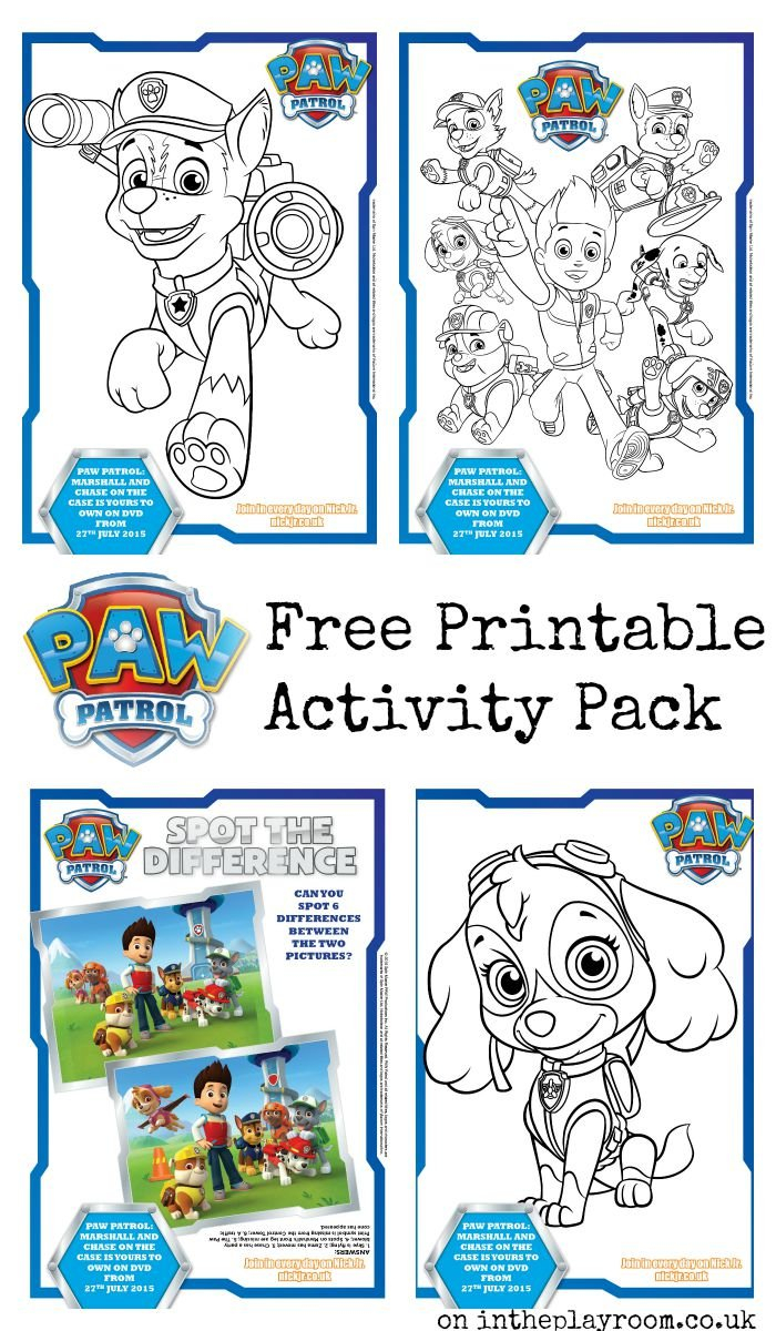 Paw Patrol Colouring Pages And Activity Sheets In The 