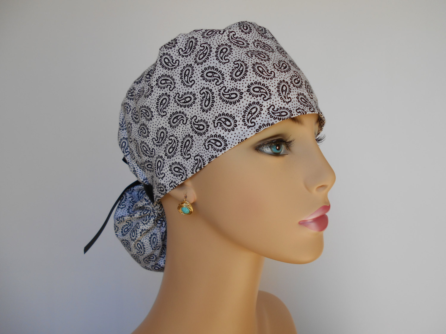 Ponytail Surgical Scrub Cap Microrganism Pattern