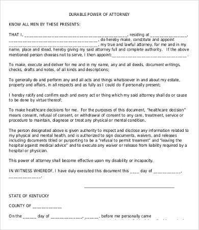 Power Of Attorney Form Free Printable 9 Free Word PDF 