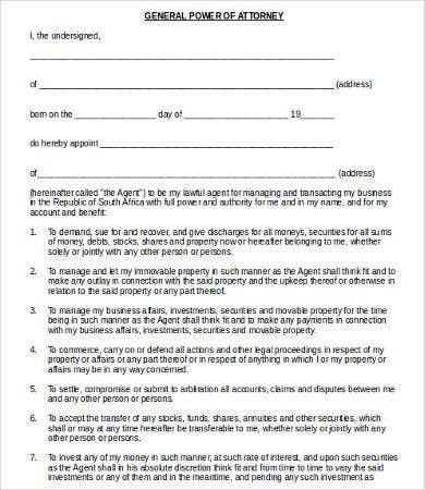 Power Of Attorney Form Free Printable 9 Free Word PDF 