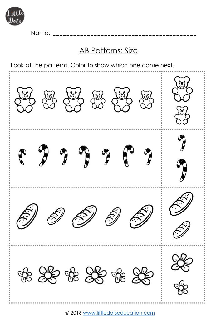 Pre K AB Patterns Worksheets