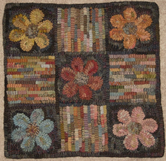 Primitive Rug Hooking Pattern Flowerbox