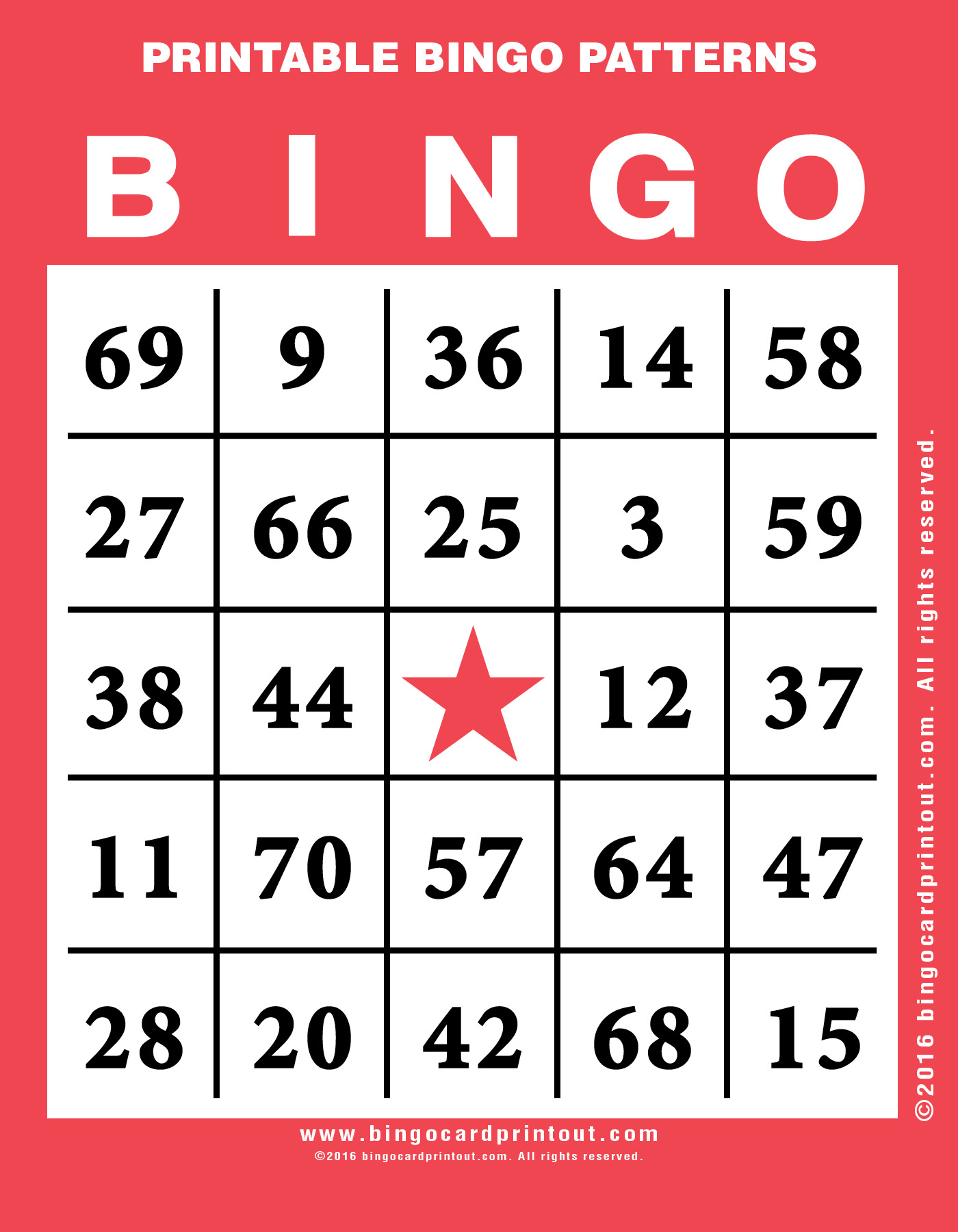 Printable Bingo Patterns BingoCardPrintout
