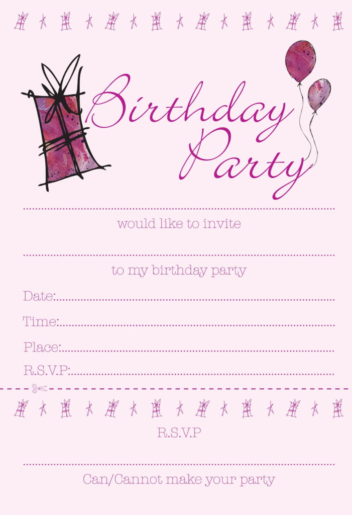 Printable Birthday Invitations For Girls FREE Template
