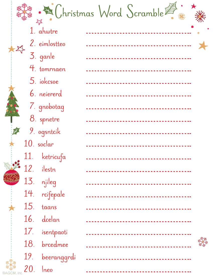 Printable Christmas Games Blue Mountain