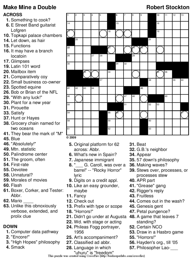 Printable Crossword Difficult Printable Crossword Puzzles