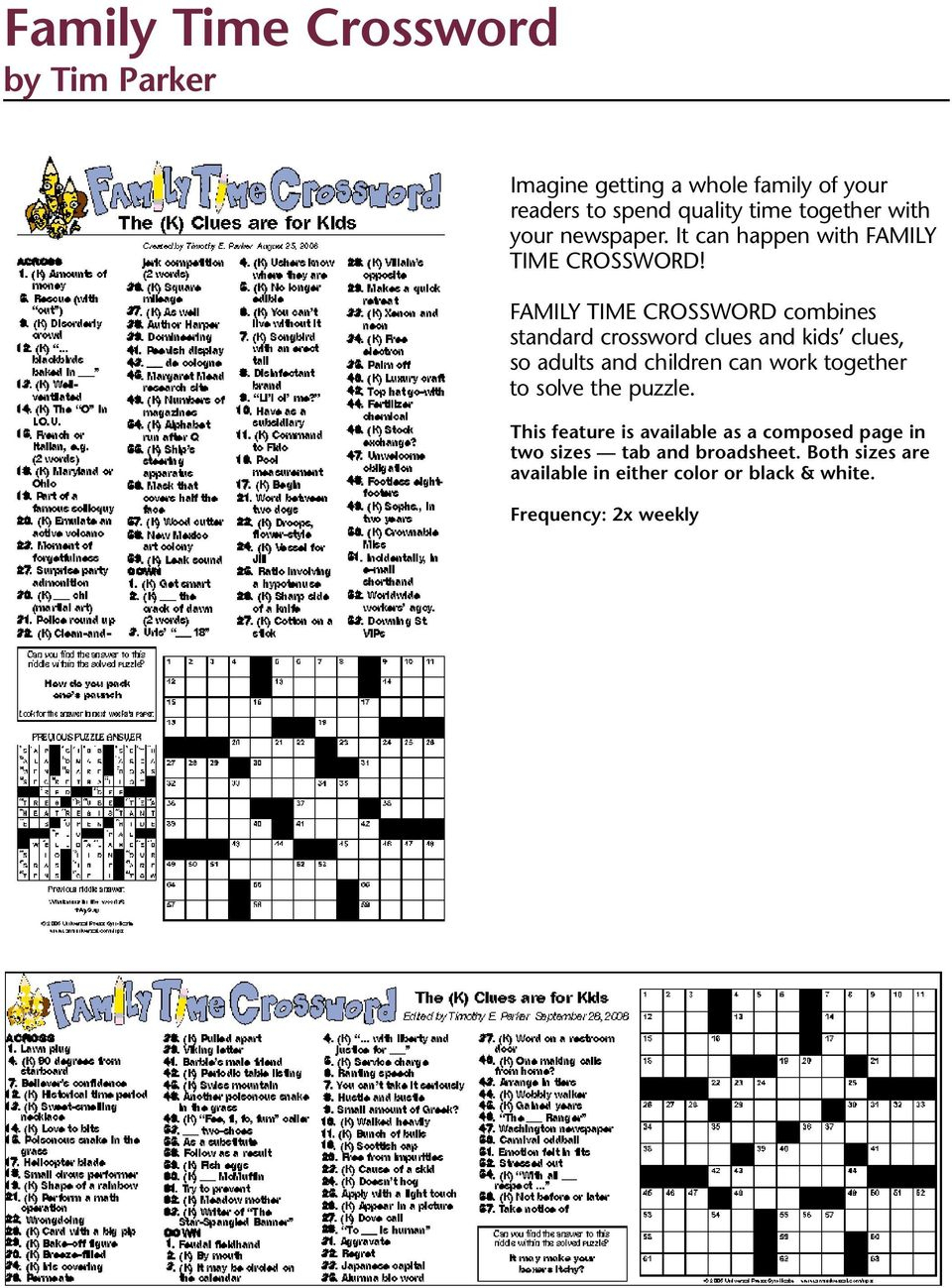 Free Printable Crosswords By Timothy Parker