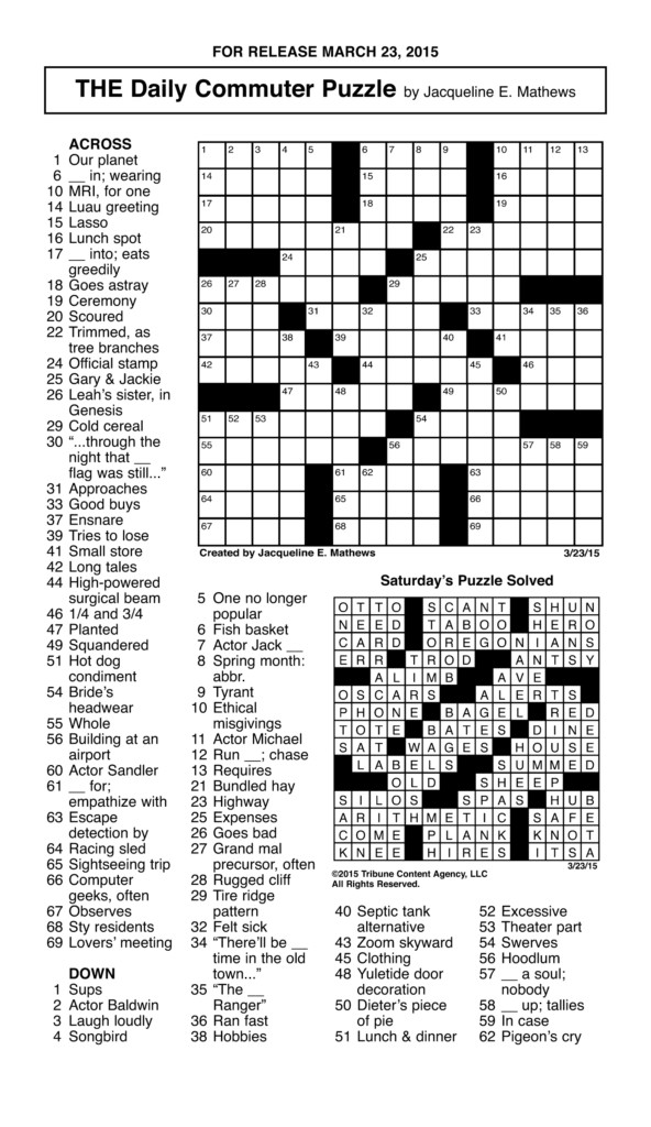 Printable Crosswords Daily Nov 2018 Printable Crossword