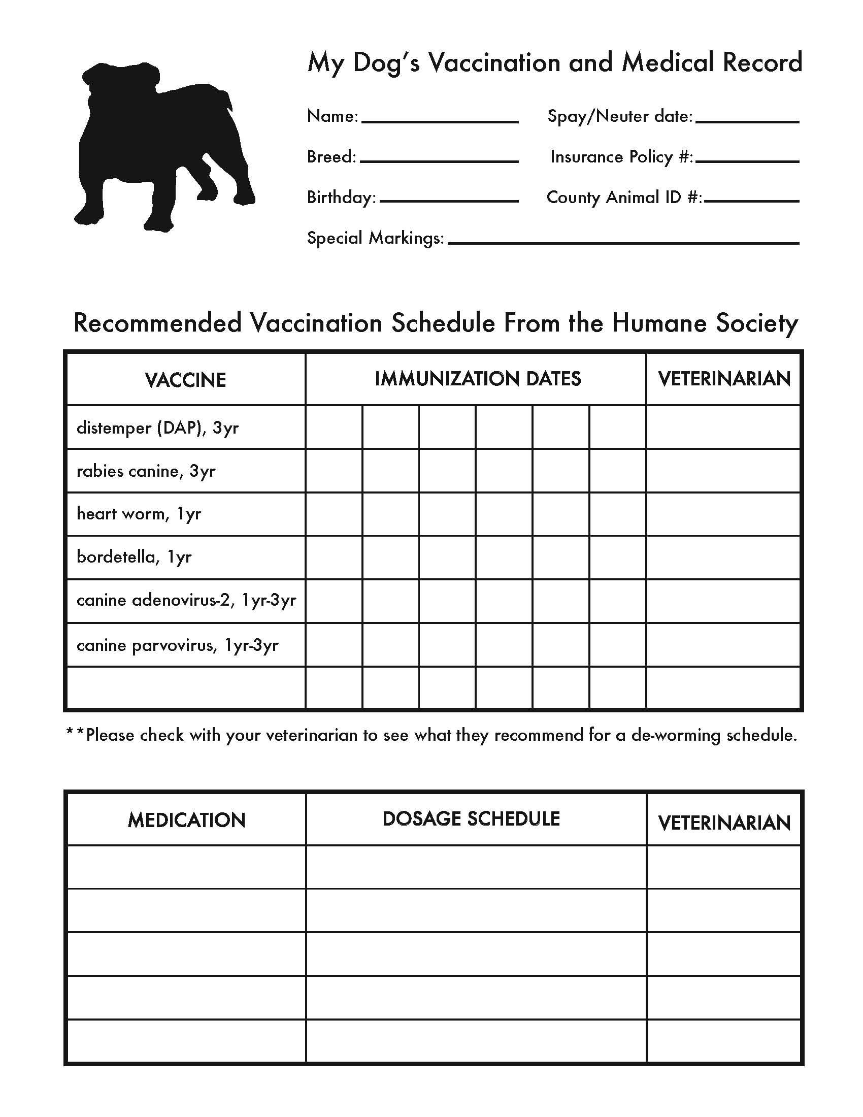 Printable Dog Vaccination Records Shop Fresh