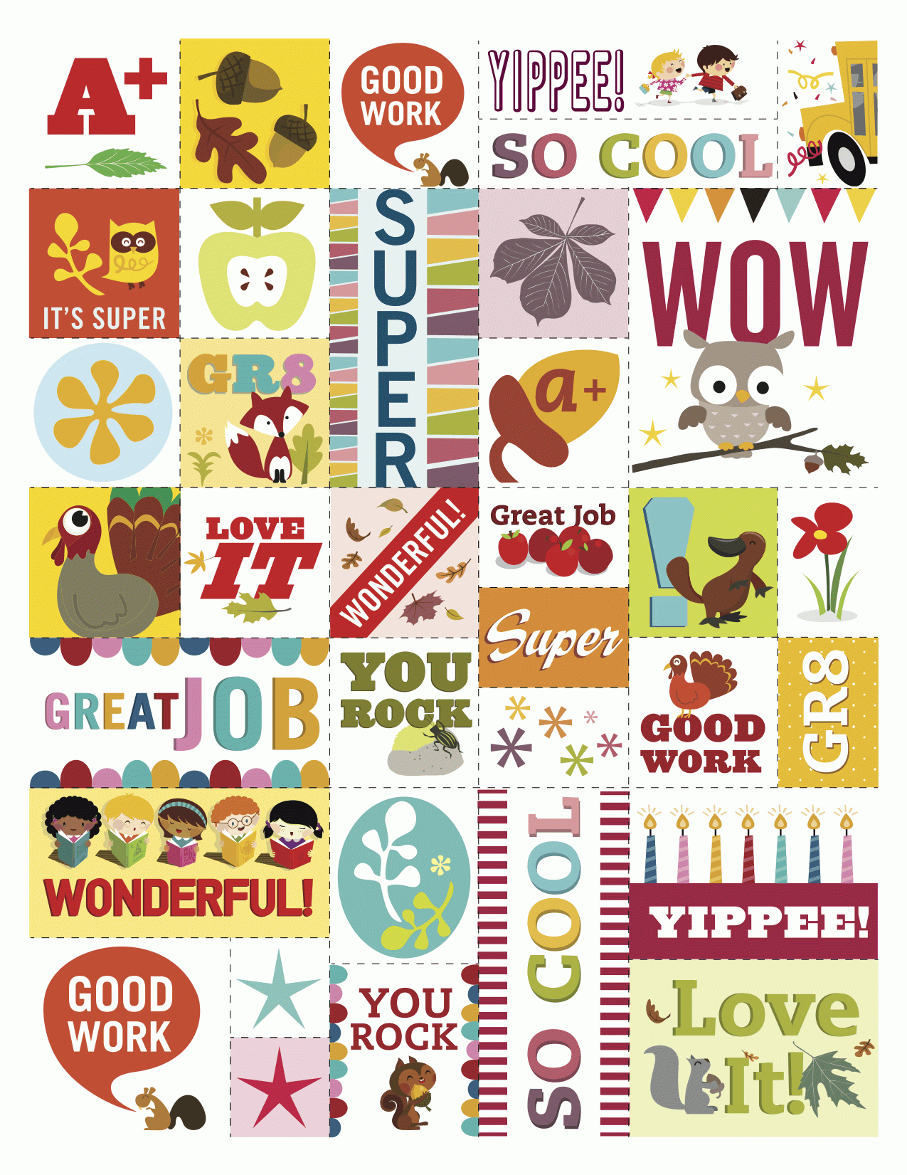 Printable Free Fall Reward Stickers Scholastic