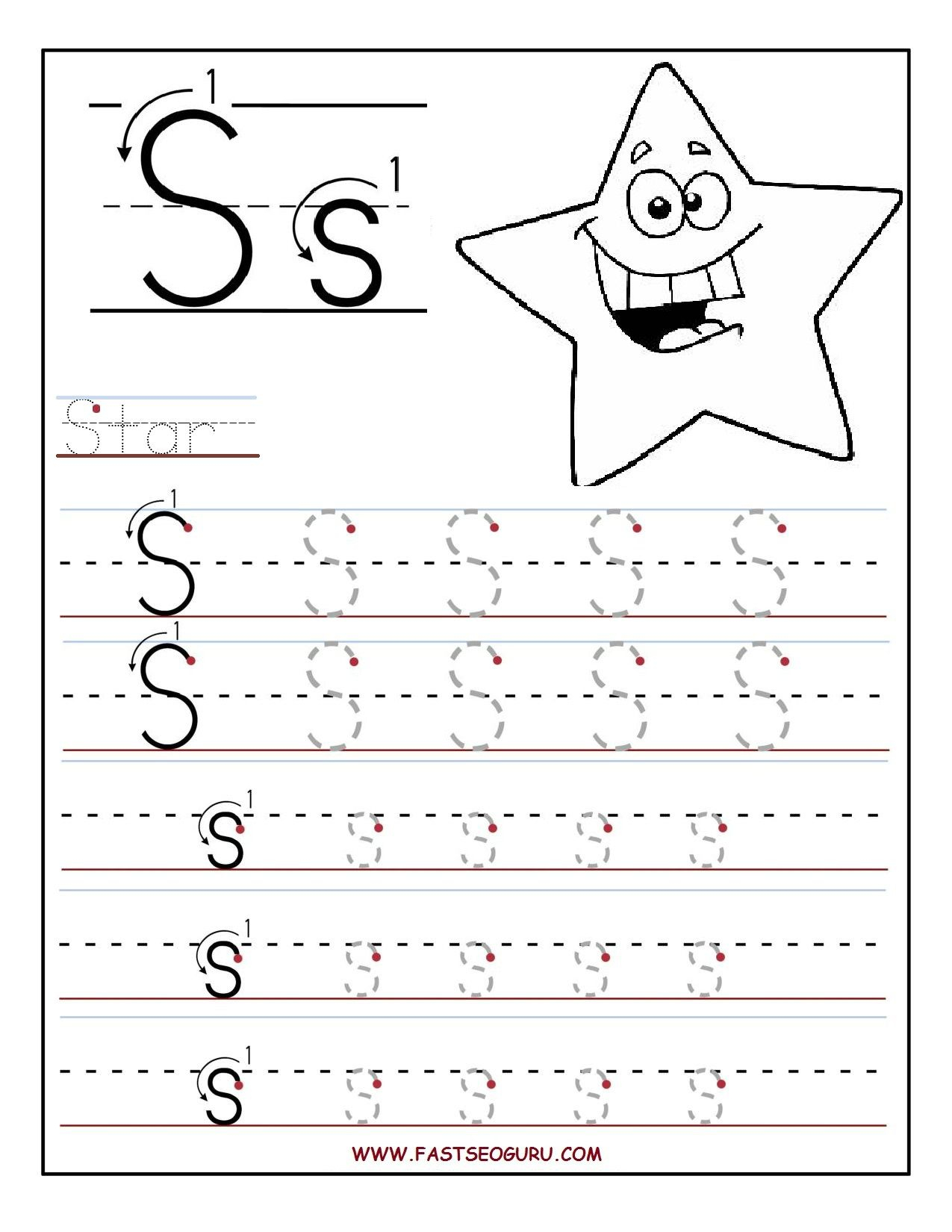 Printable Letter S Tracing Worksheets For Preschool 