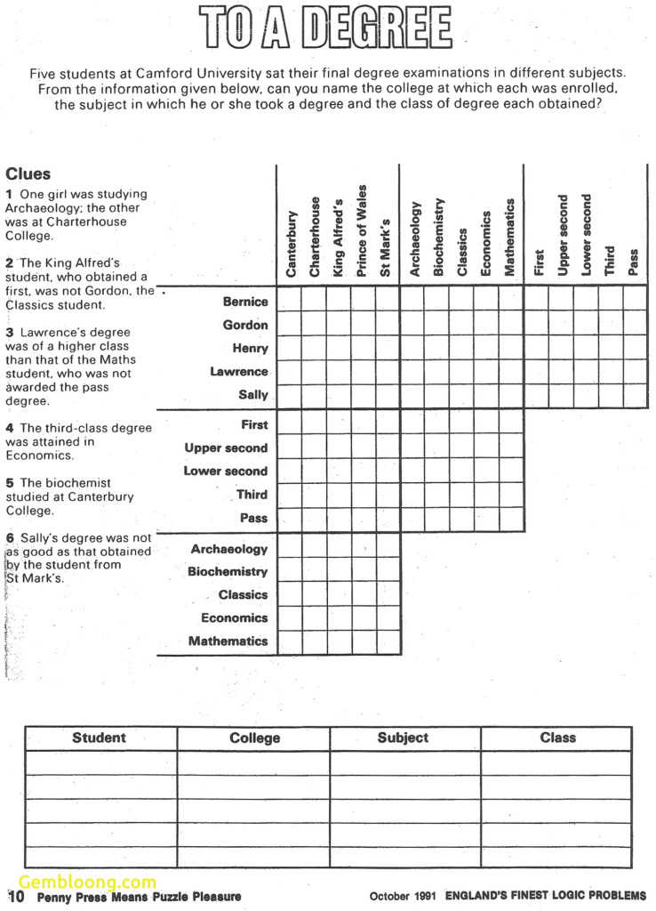 Printable Logic Puzzle Printable Crossword Puzzles
