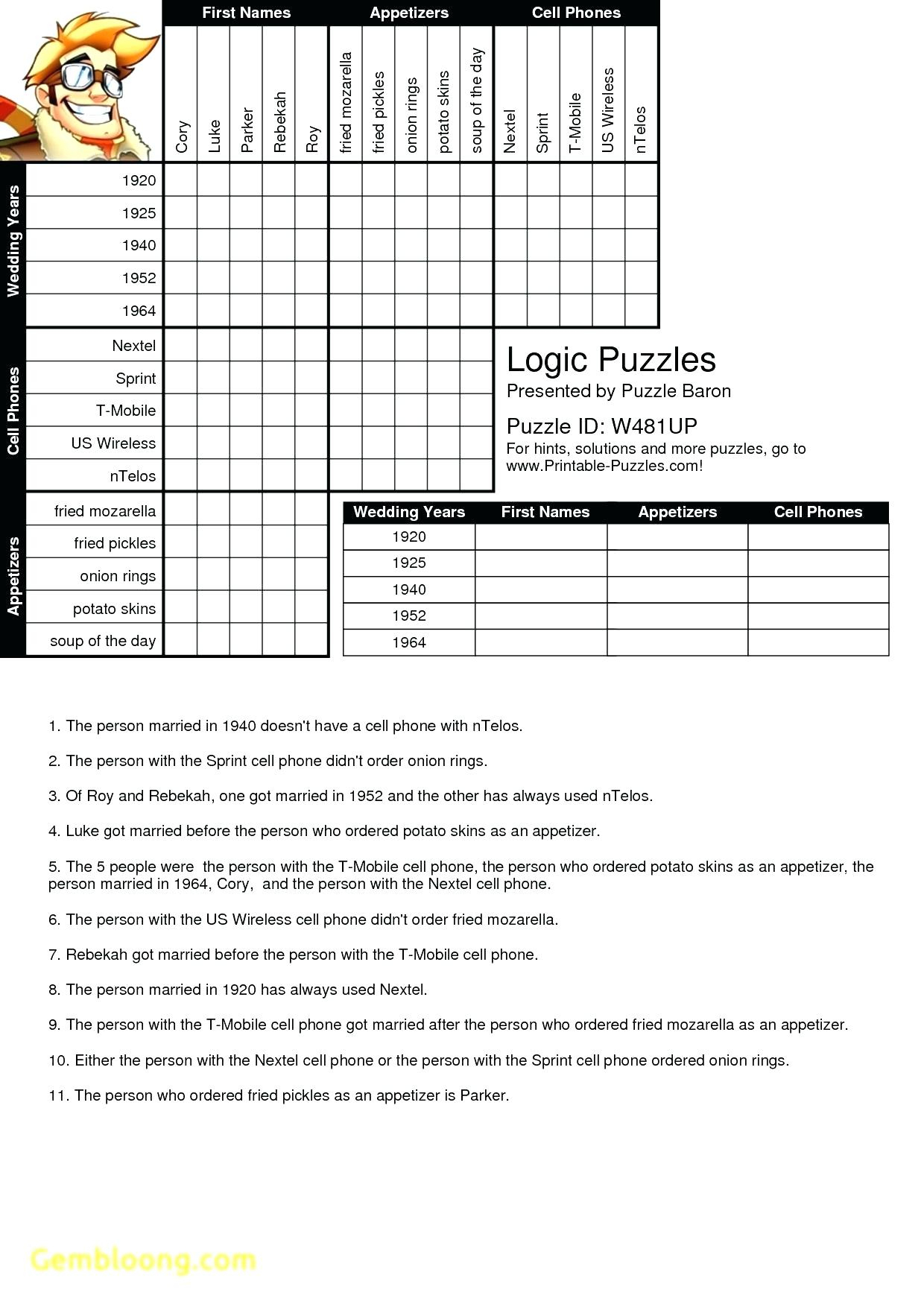 Printable Logic Puzzles Bnuauypi Children s Arts 