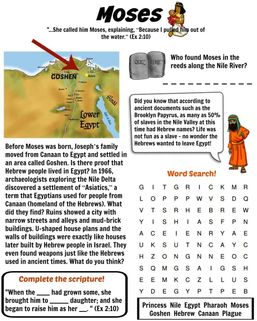 Printable Moses Bible Worksheet Free Download