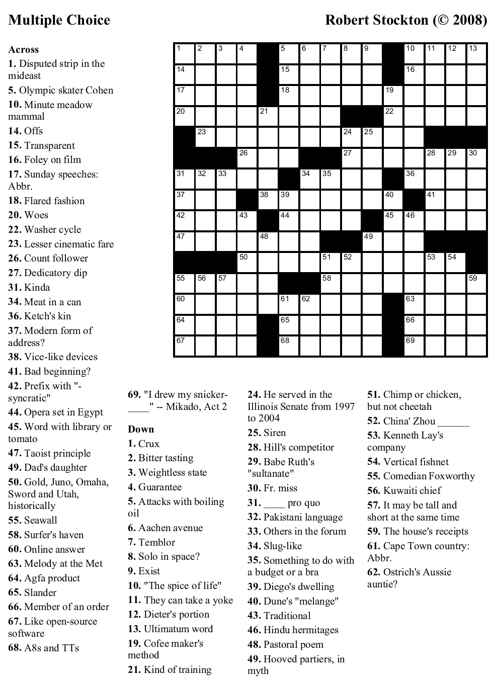 Printable Newspaper Crossword Puzzles For Free