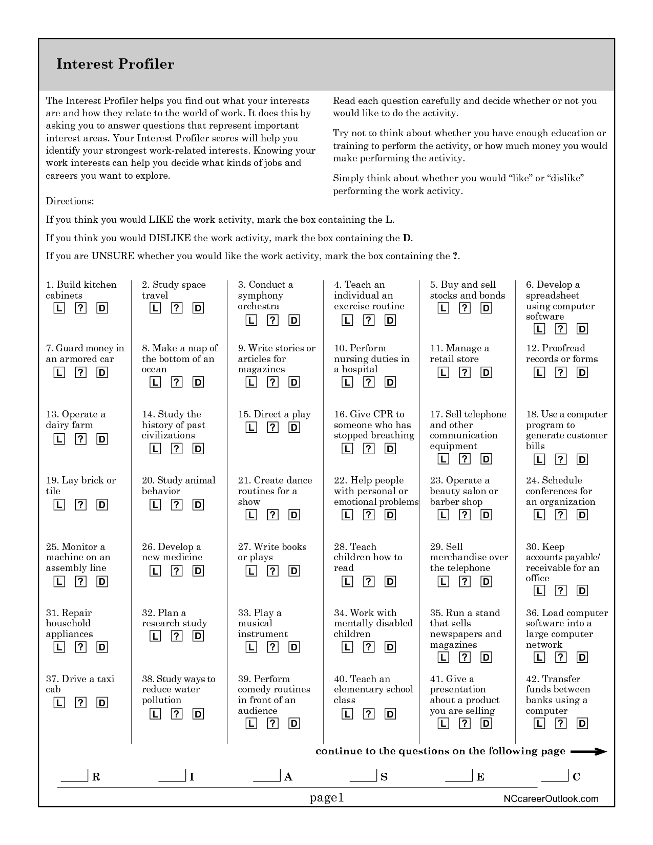 Printable Personality Test High School Students Download 