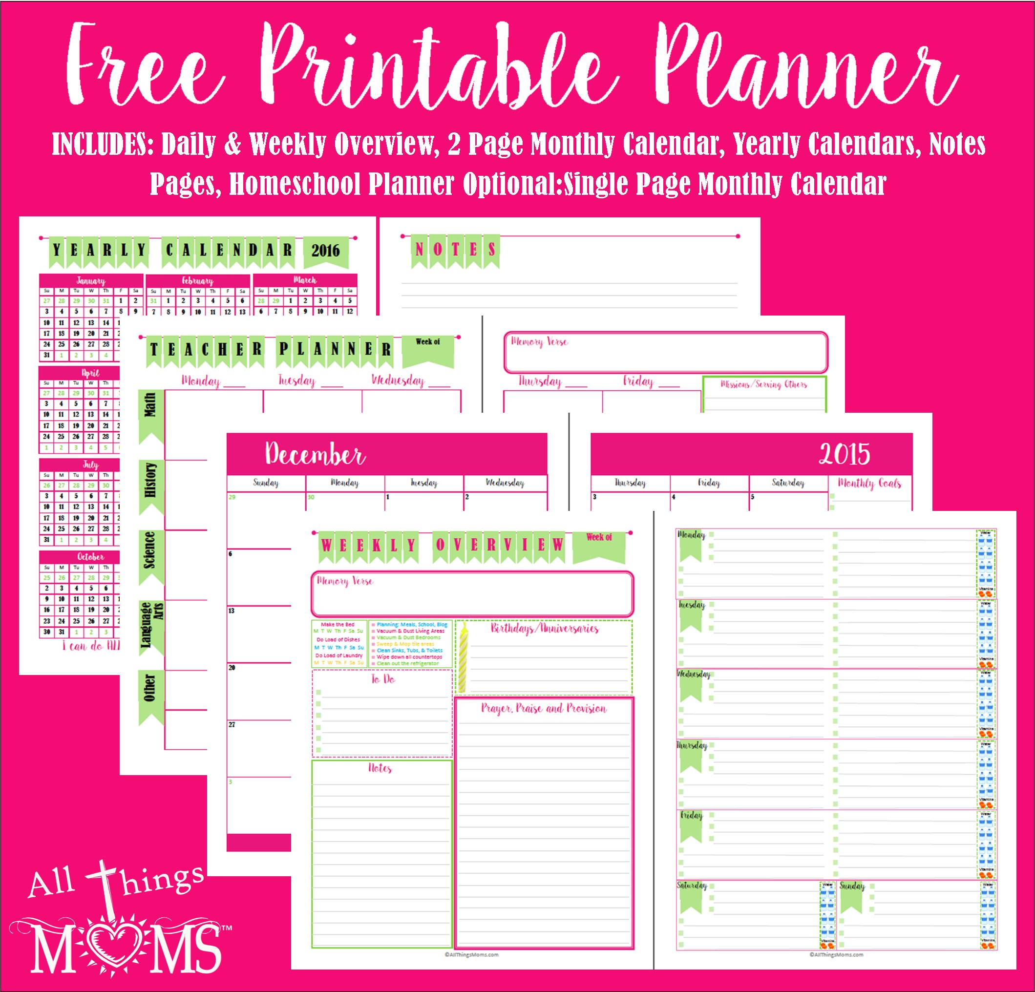 Printable Planner All Things Moms