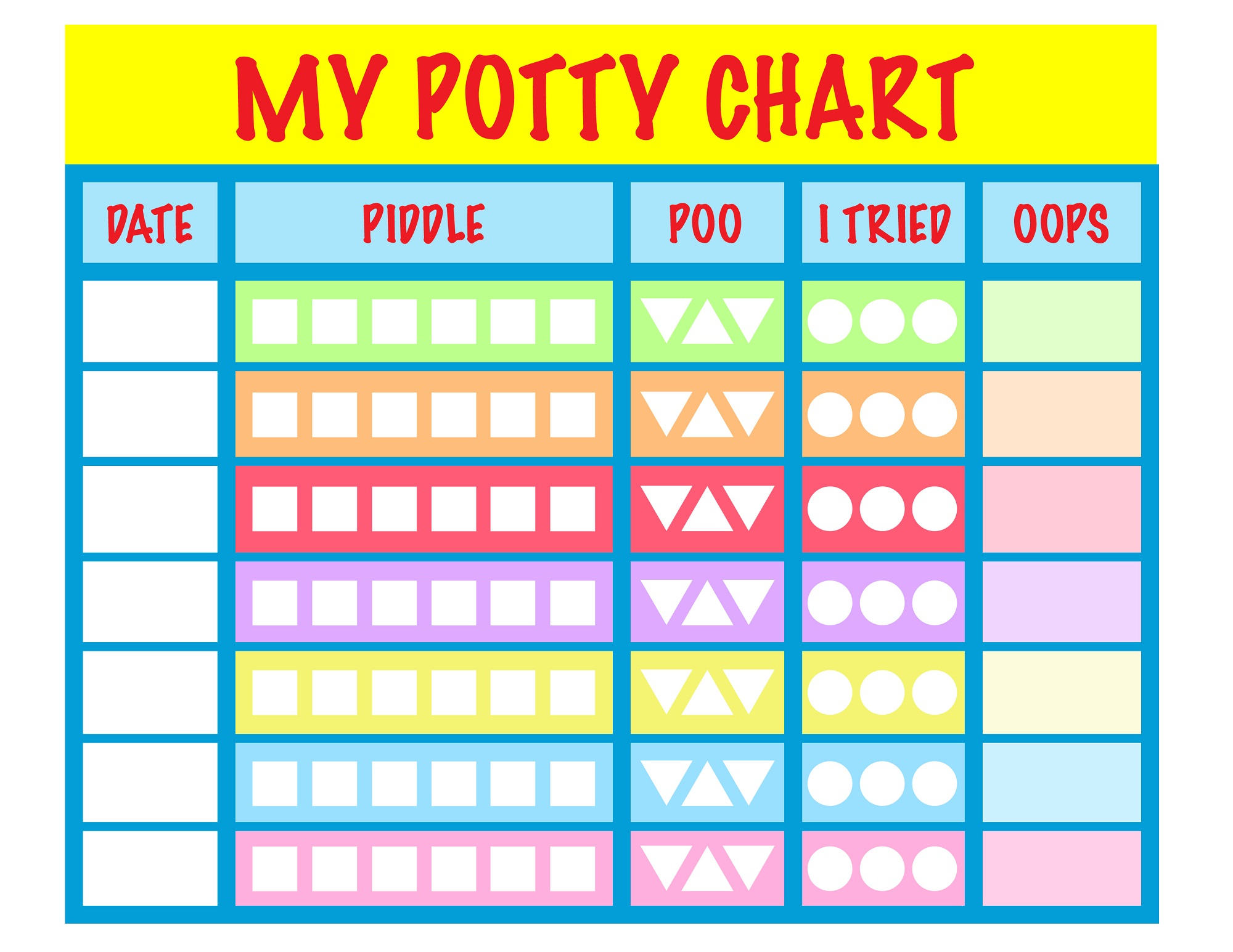 Printable Potty Charts Activity Shelter