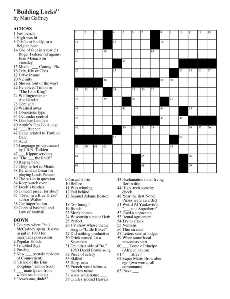 Printable Puzzles Online Printable Crossword Puzzles