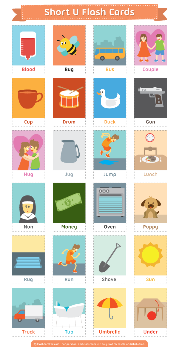 Printable Short U Flash Cards