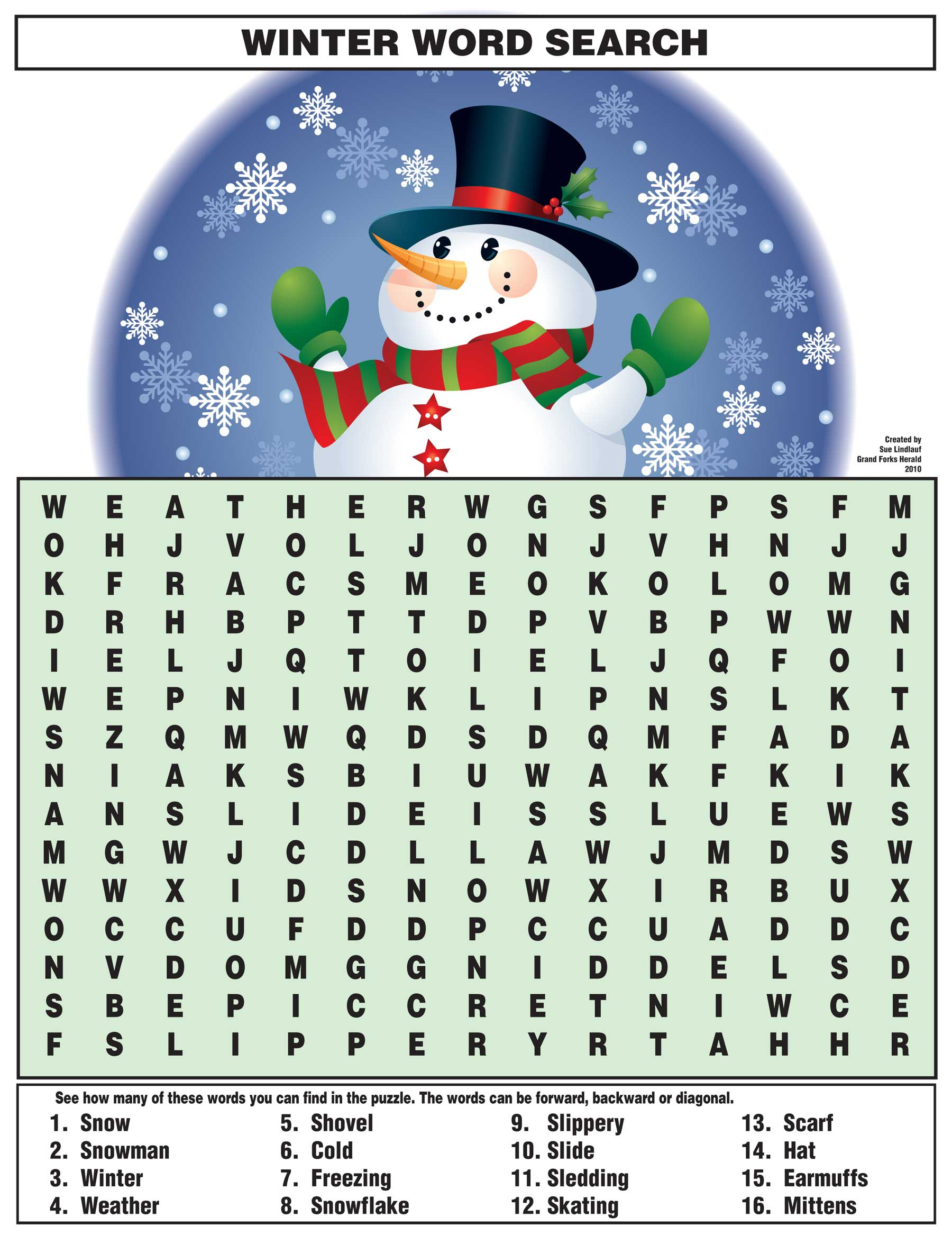 Printable Snowman Puzzle Printable Crossword Puzzles