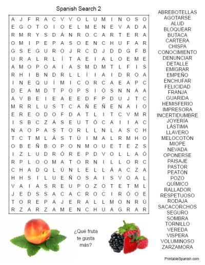 Printable Spanish FREEBIE Of The Day Spanish Word Search 