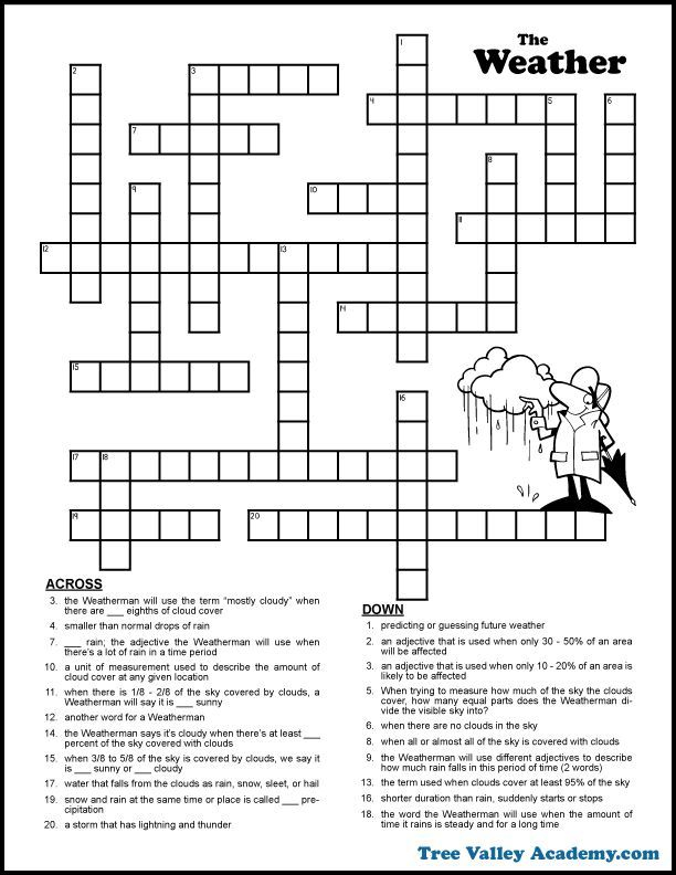 Printable Weather Forecast Crossword Puzzle In 2025 