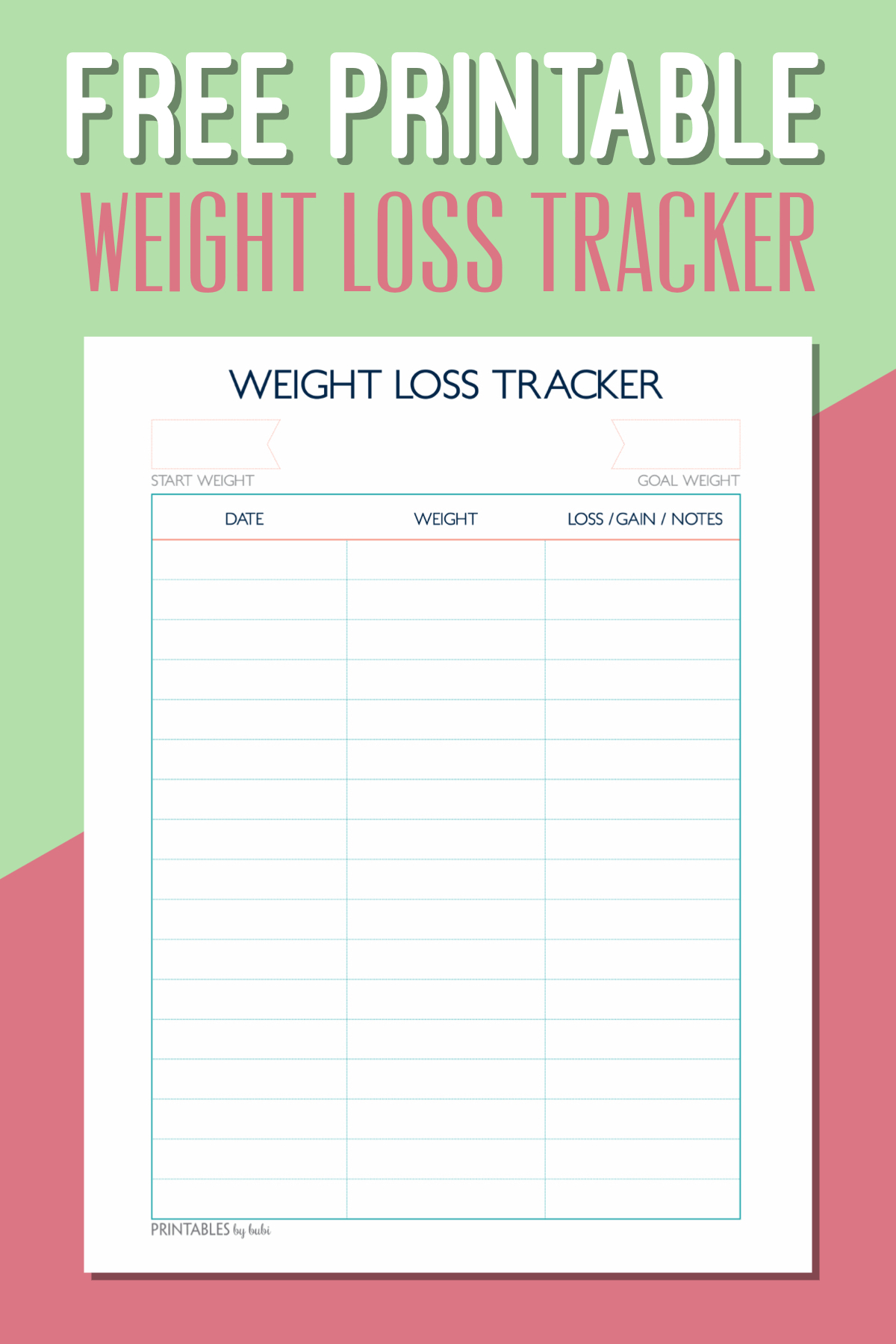 Printable Weight Loss Tracker Pdf PrintAll