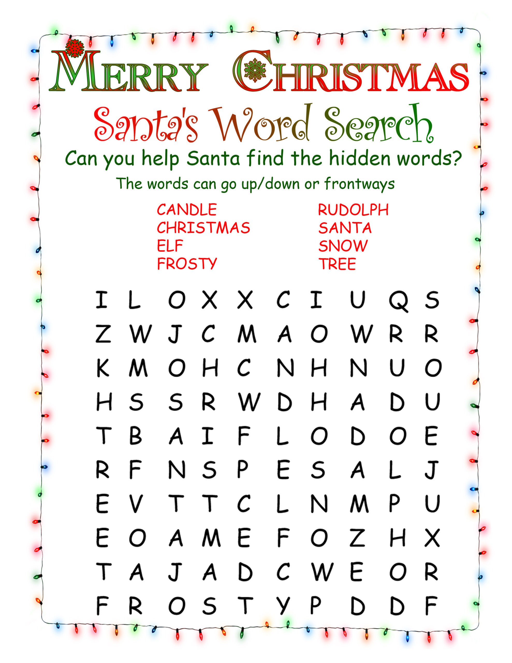 Printable Word Searches North Pole News