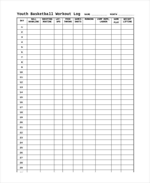 Printable Workout Log 8 Free PDF Documents Download 