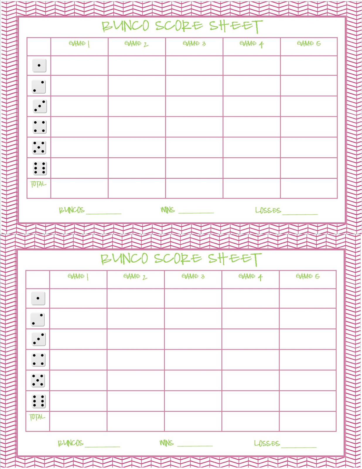 Recipes From Stephanie Free Bunco Printable