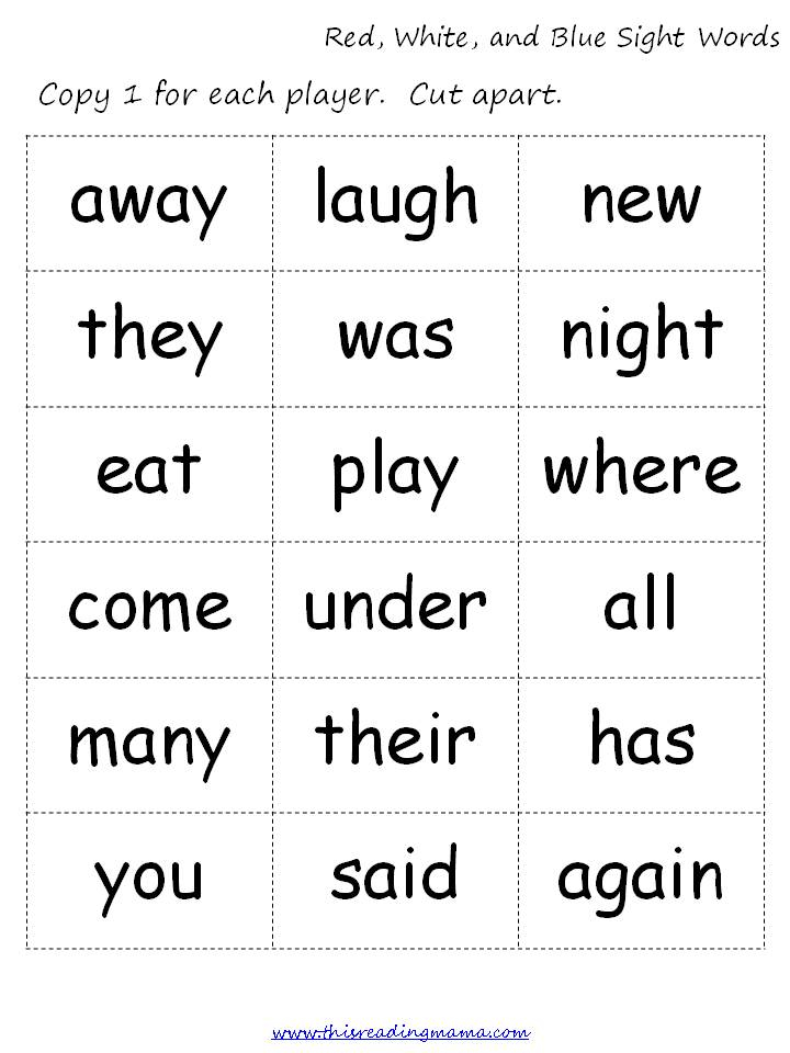 Red White And Blue Sight Words FREE Printable This 