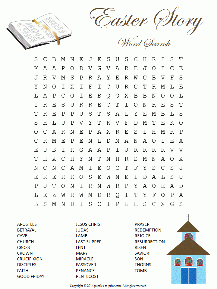 Religious Easter Word Search Puzzle