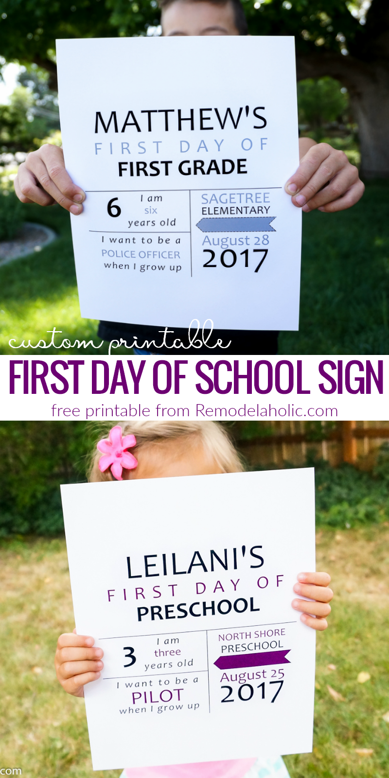 Remodelaholic NEW Free Printable First Day Of School 