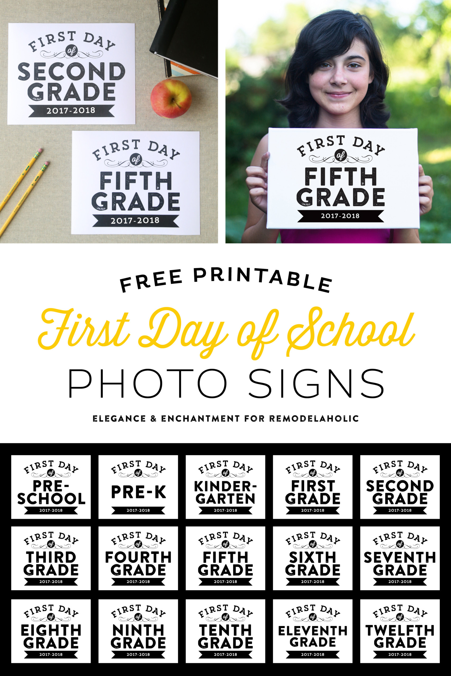 Remodelaholic Printable First Day Of School Signs 