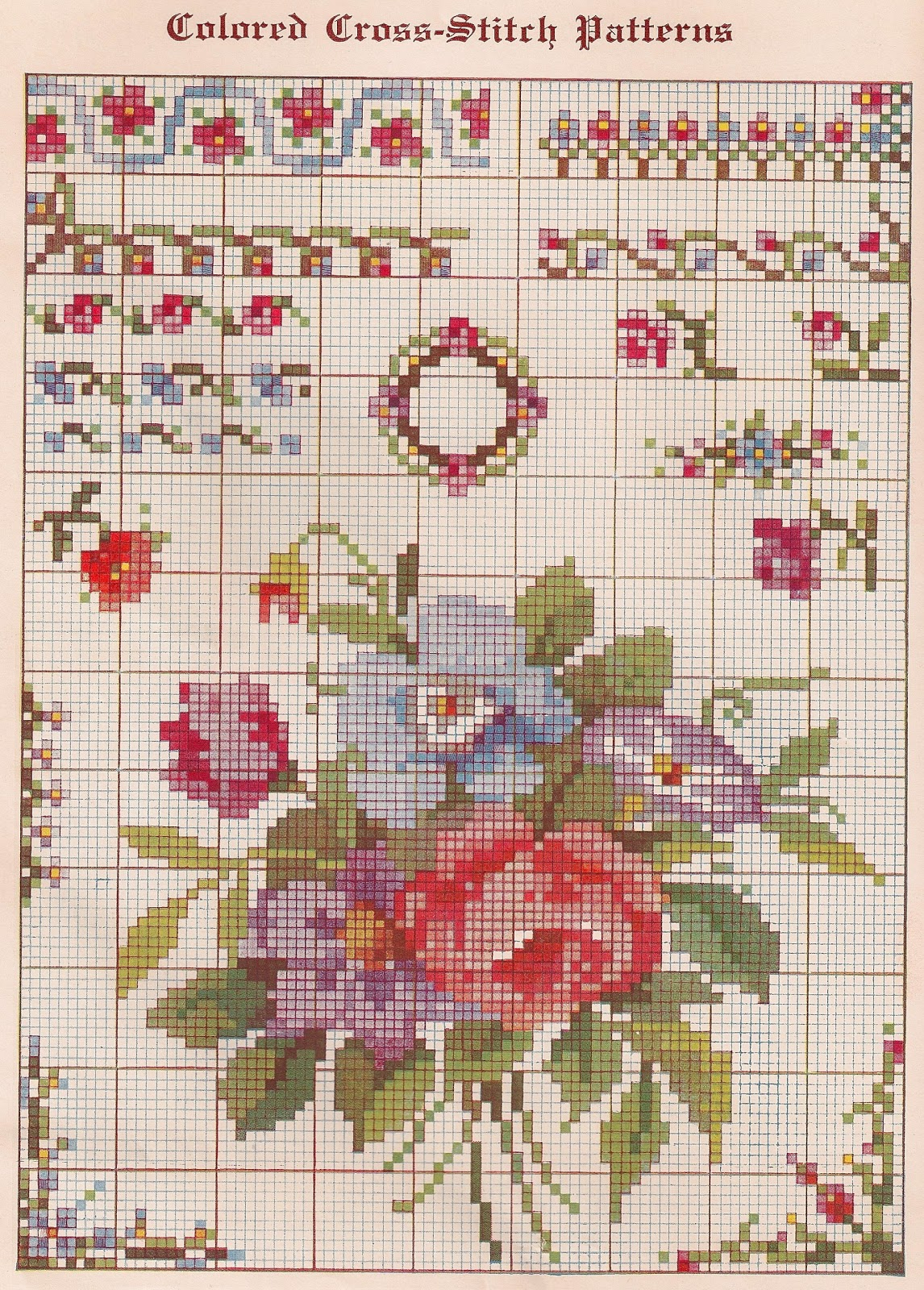 Sentimental Baby Free Vintage Colored Cross Stitch Pattern