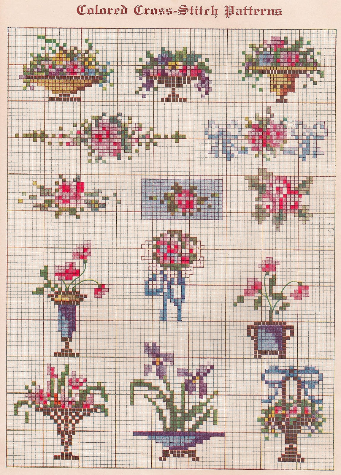 Sentimental Baby Free Vintage Colored Cross Stitch Pattern