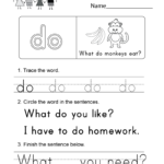 Sight Word Do Worksheet Free Kindergarten English