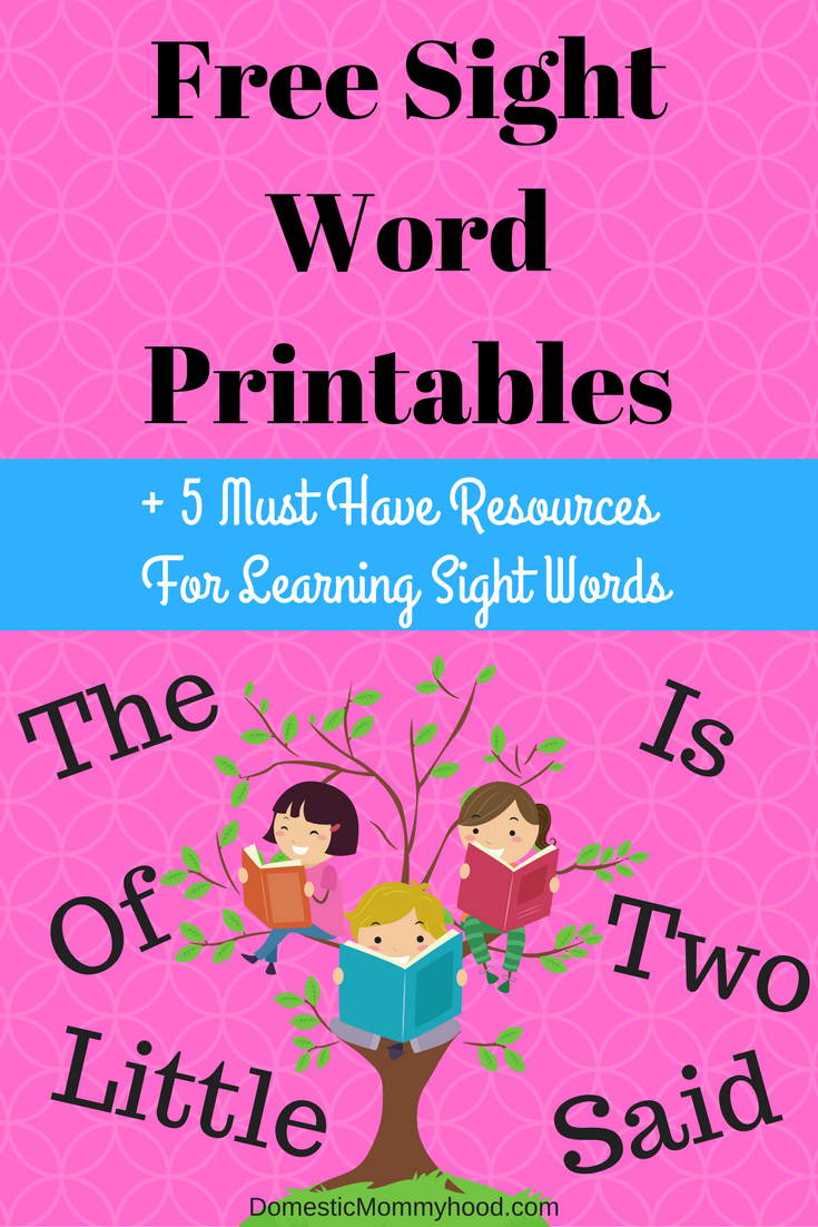 Sight Word Printables To Help Your Child NOW Domestic 