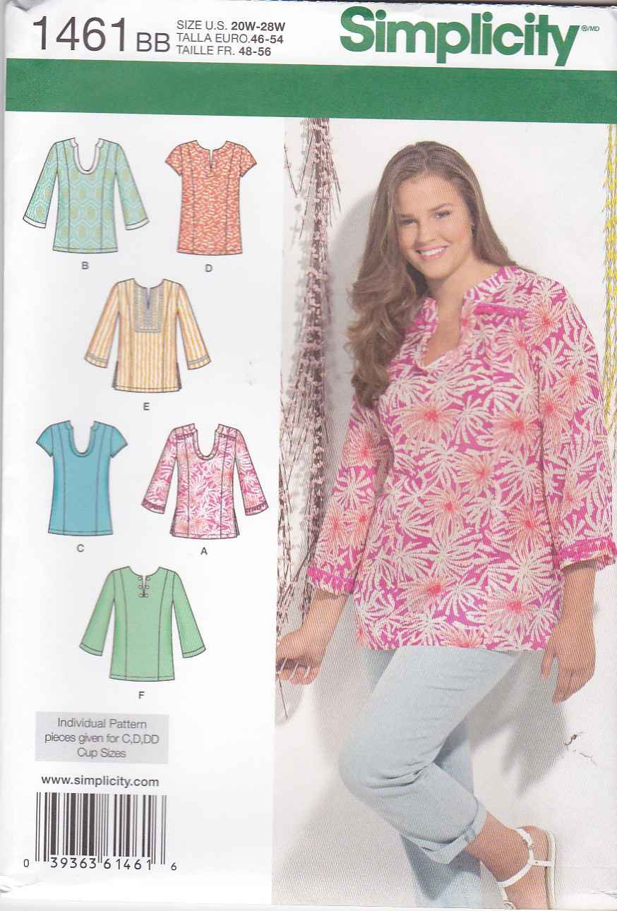 Simplicity Sewing Pattern 1461 Womens Plus Sizes 20W 28W 