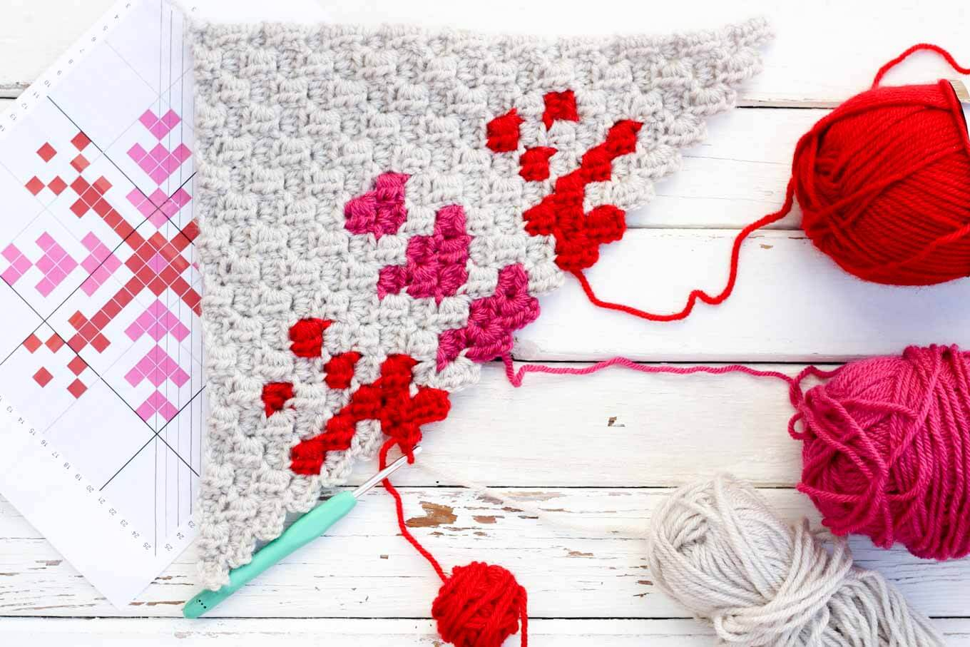 Snowflake Pattern Free C2C Crochet Graph
