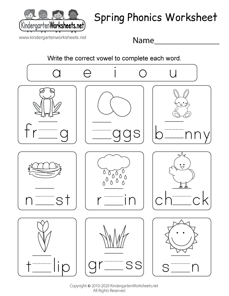 Spring Phonics Worksheet For Kindergarten