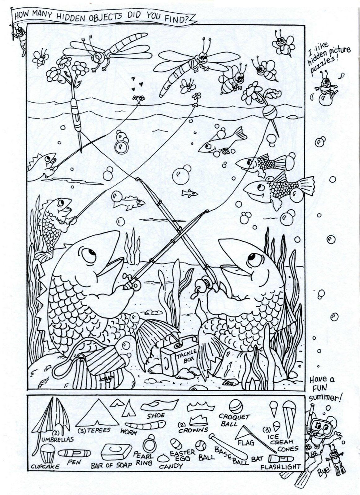 Summer Fun Hidden Picture Puzzle Coloring Page Hidden 