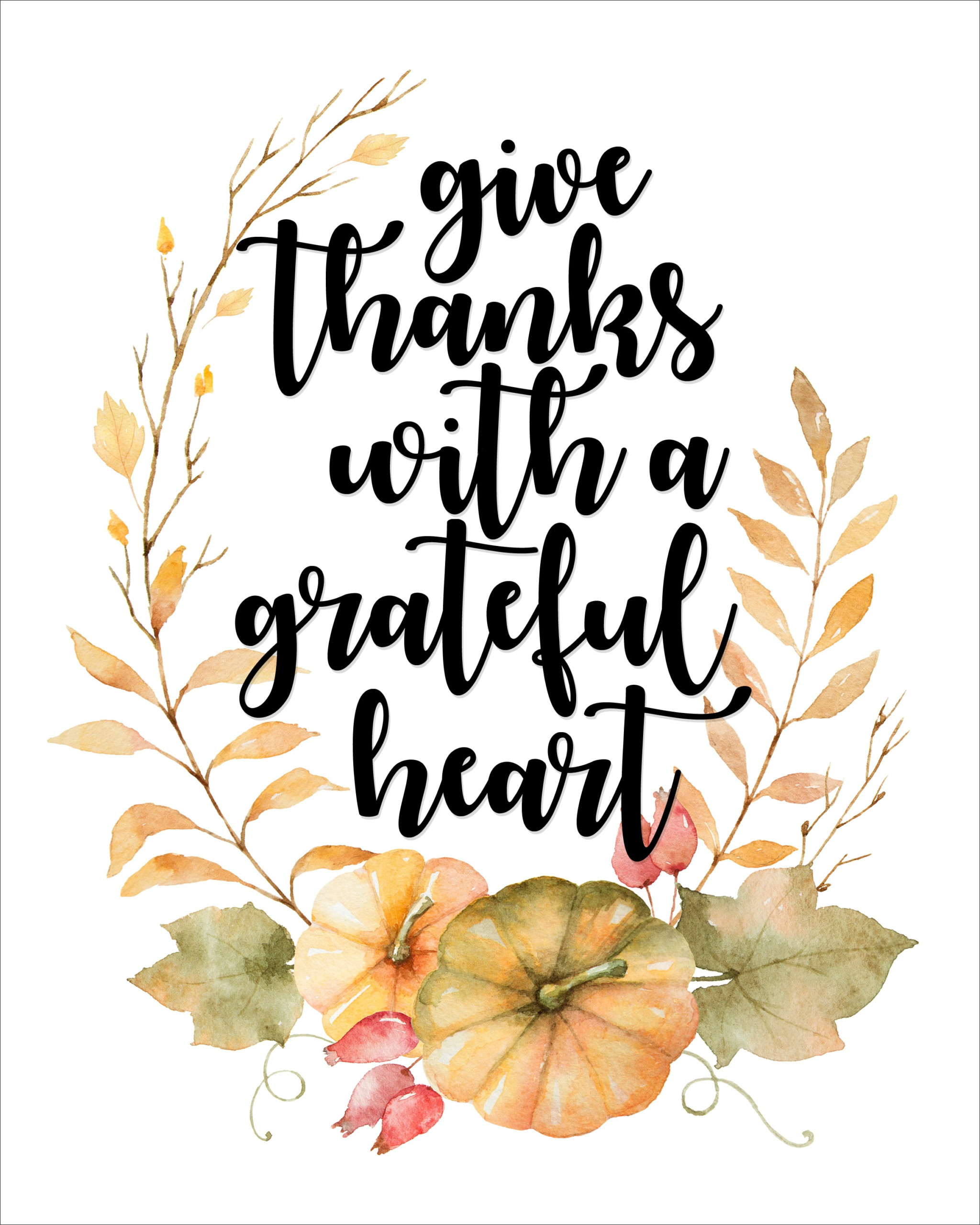 Thanksgiving Free Printable Watercolor Thanksgiving