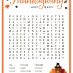 Thanksgiving Word Search Free Printable Thanksgiving